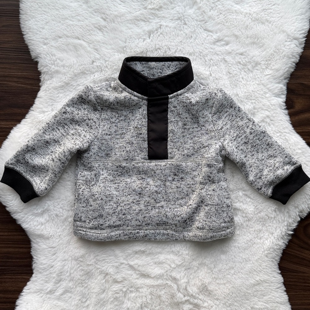 NWT Janie and Jack Half Snap Fleece Sweater Heather Grey 6-12 mos - Picture 2 of 6